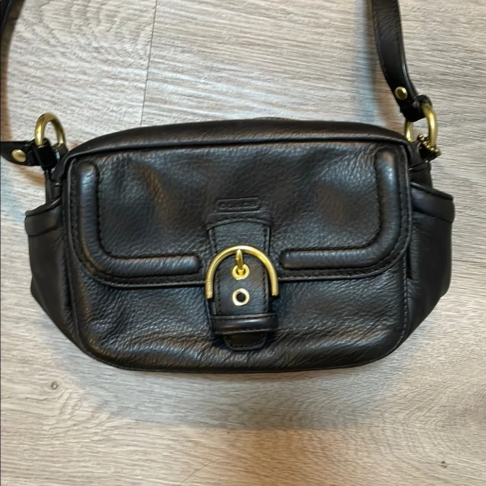Coach Black Leather Crossbody Bag with Gold Hardware - Picture 2 of 4